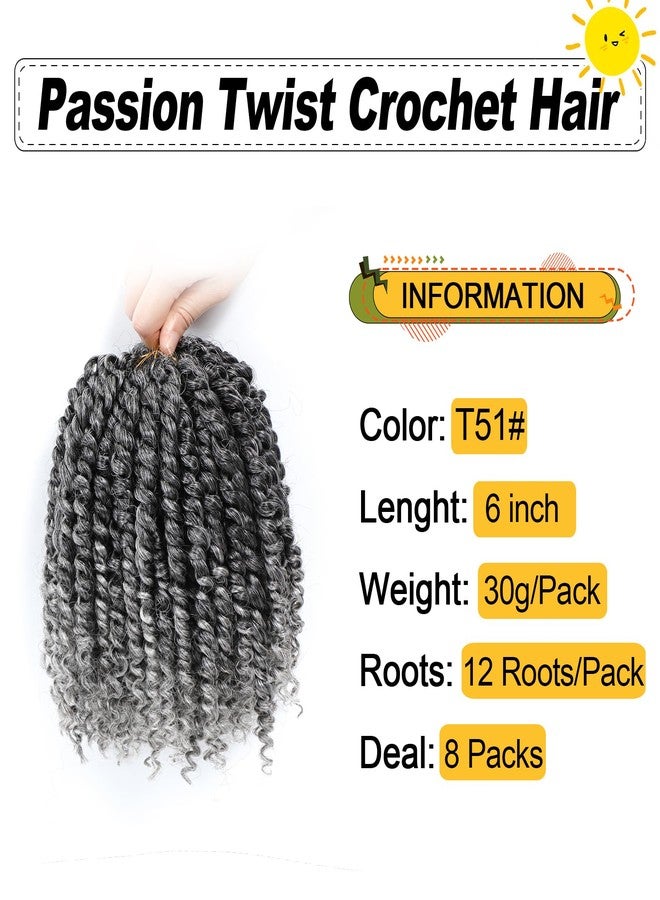 كاريدا شعر باشن تويست 6 بوصة، 8 عبوات، شعر كروشيه مجدول مسبقًا للنساء ذوات البشرة السمراء، شعر باشن تويست قصير مجعد (6 بوصة، عبوة من 8 قطع، رمادي#) - Image 2